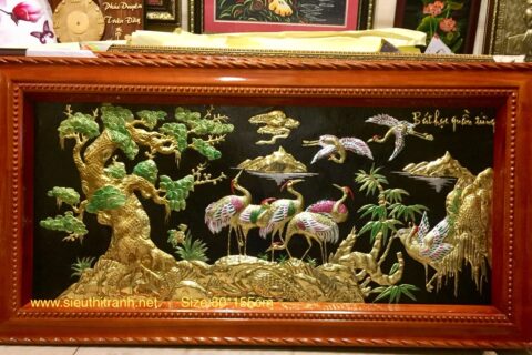 Tranh đồng Bát hạc quần tùng